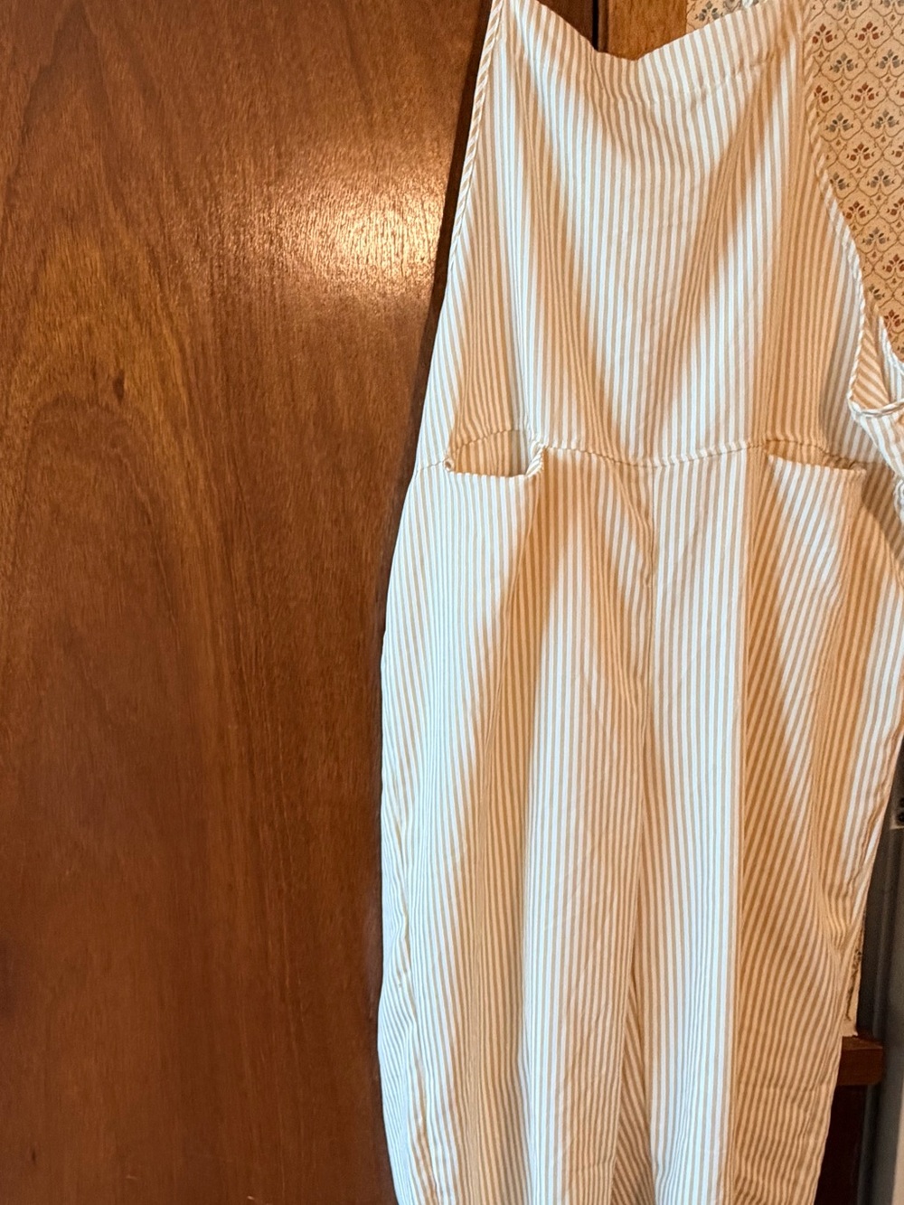 Women’s XL Beige & White Striped Jumpsuit | Tie Strap Wide Leg One-Piece